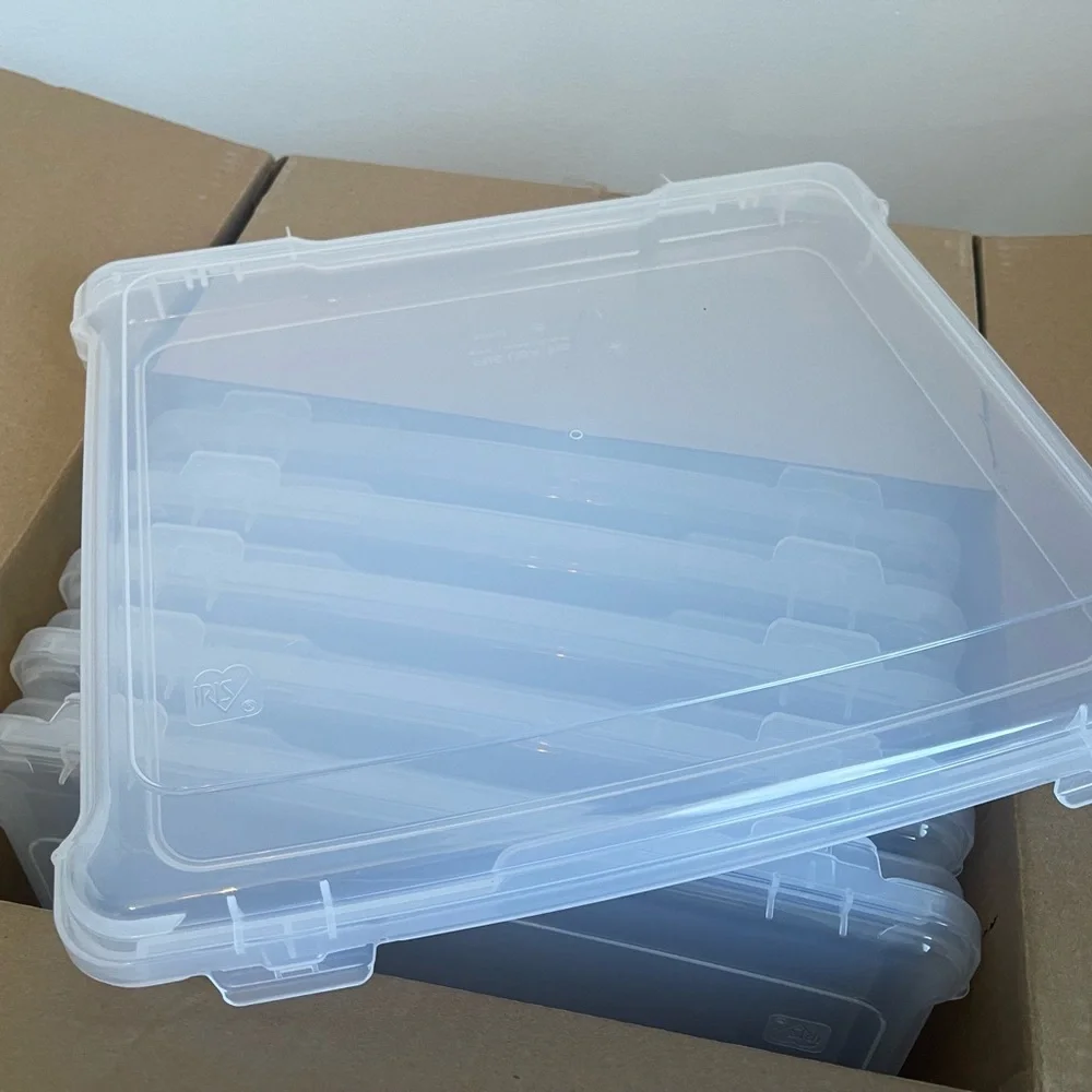 IRIS Slim Clear Plastic Stackable Storage Boxes - Set of 10